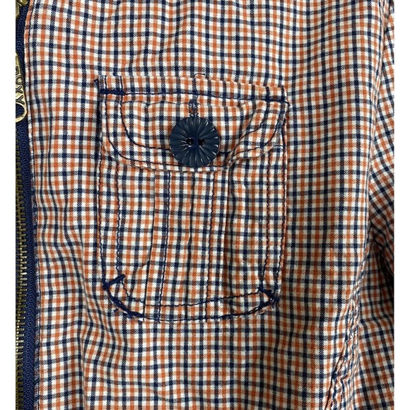 Roxy Hooded Jacket Juniors Size XL Plaid Full Zip Navy Blue Red Cinchable Tie - Picture 5 of 15